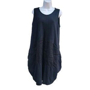 New Collection Made In Italy Linen Blend Dress Sz M Lagenlook Artsy Resort